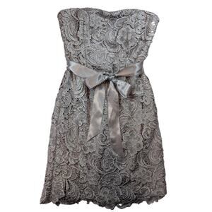 Adrianna Papell Cocktail Evening Dress Lavender Silver Double Lined Womens 8